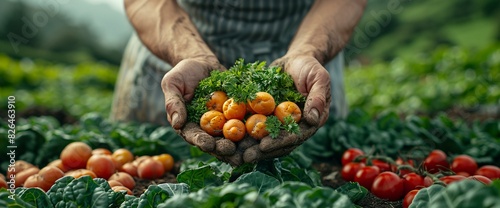 A person holding a bunch of vegetables, including carrots and broccoli.