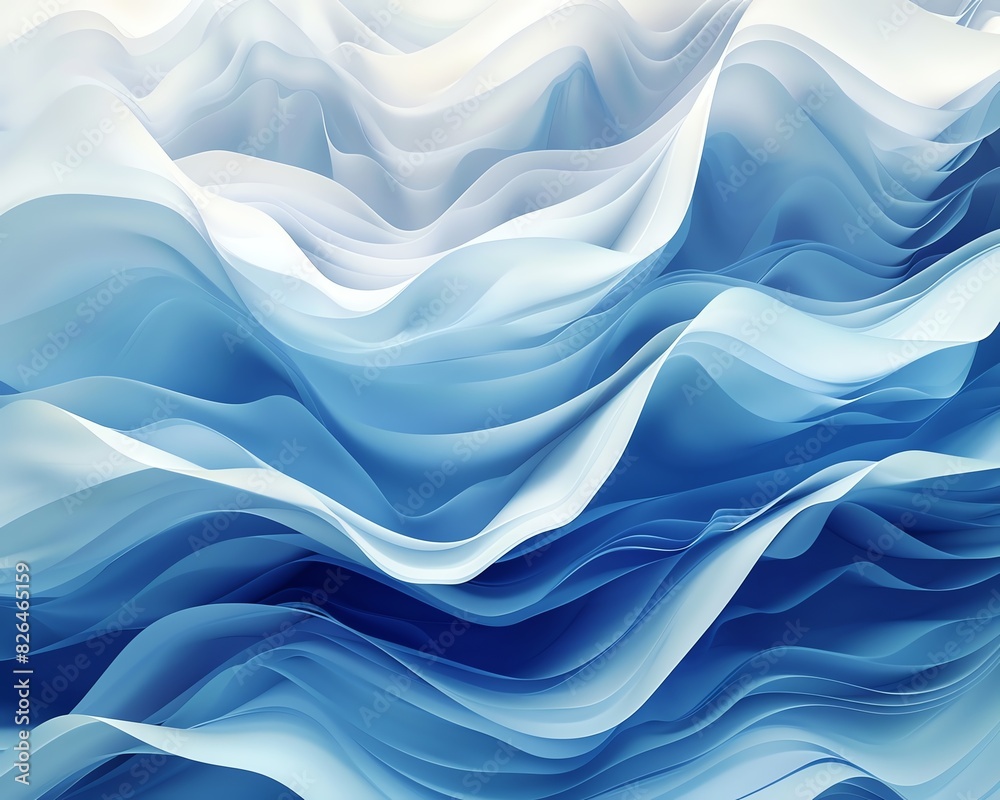 Obraz premium Abstract blue wave pattern, fluid and dynamic with soft layering, creating a visually captivating ocean-inspired composition.