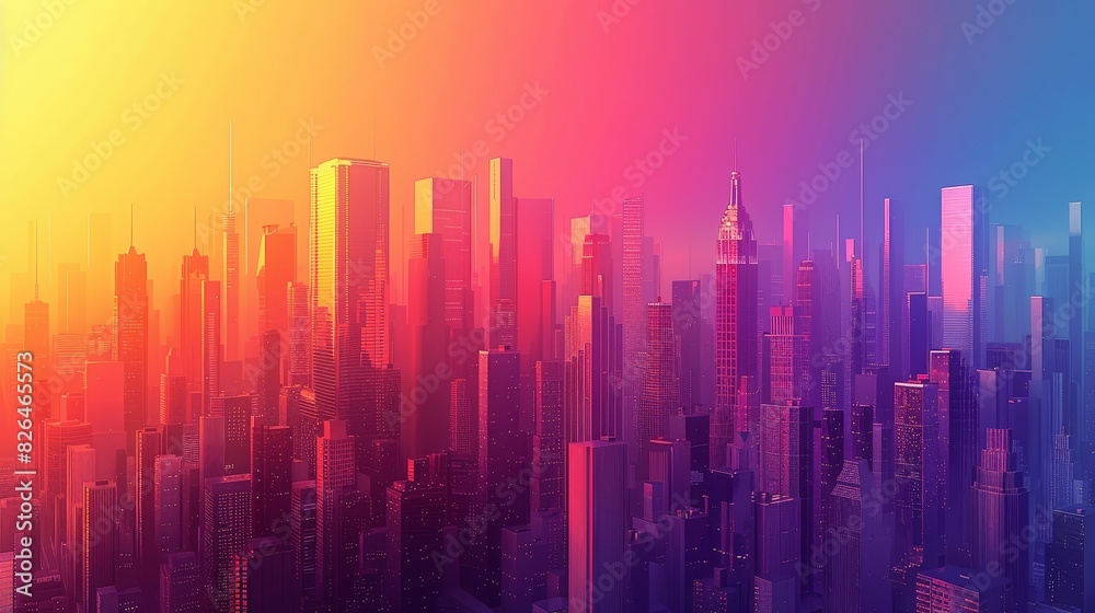 Fototapeta premium Urban Gradients Abstract City: A 3D illustration depicting gradients in an abstract urban cityscape