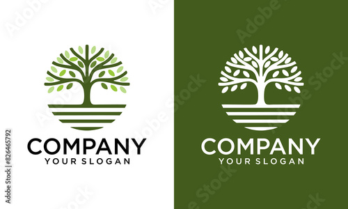 Creative Circle Tree vector logo this beautiful tree is a symbol of life, beauty, growth, strength, and good health.