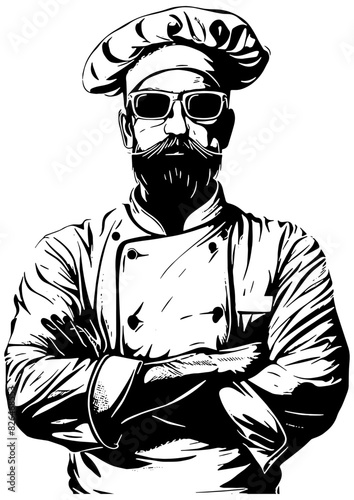 Restaurant chef wearing sunglasses, isolated 
