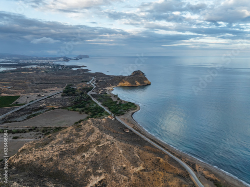 Aerial view of Bay de los Taray, road, Pulpi, Andalusia, Spain. photo