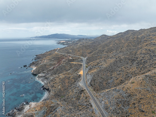 Aerial view of Cala Concha and road, Cuevas del Almanzora, Andalusia, Spain. photo