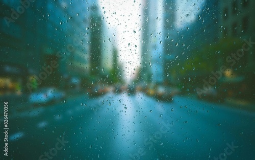 blur glass in a car during rainy day photo