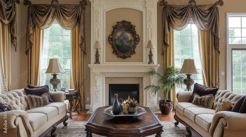 An elegant traditional living room with classic furniture