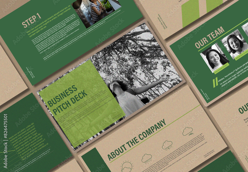 Pitch Deck with Organic Accents Stock Template | Adobe Stock