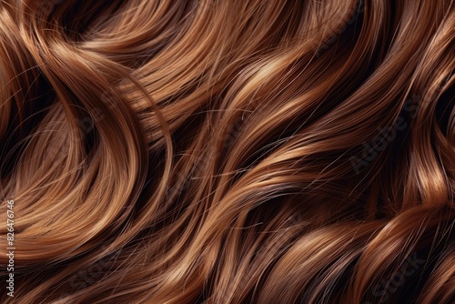 Brown Hair Texture Closeup  Shiny  Silky  Wavy Curls in Beautiful Healthy Condition