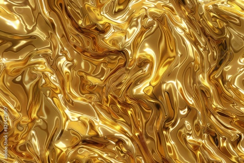 A gold fabric with a shiny, wavy texture