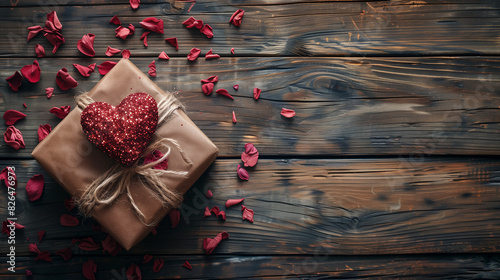 heart shape and gift box on...