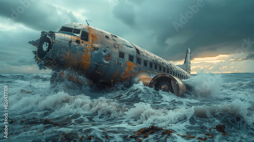 plane fly in bad weather storm