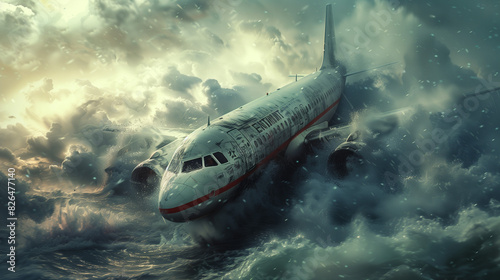 plane fly in bad weather storm