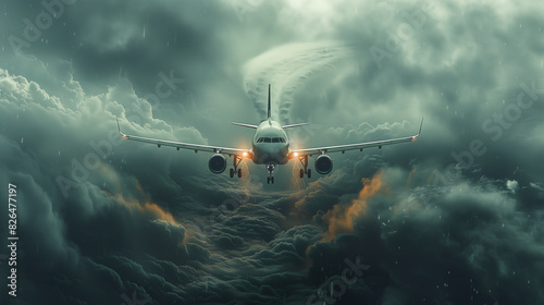 plane fly in bad weather storm