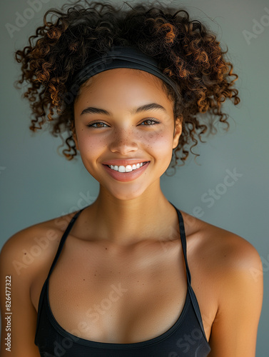 portrait of a woman with gy...