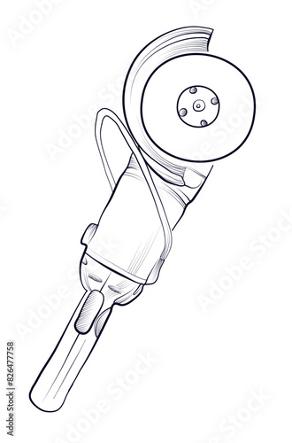 Angle grinder freehand drawing vector illustration