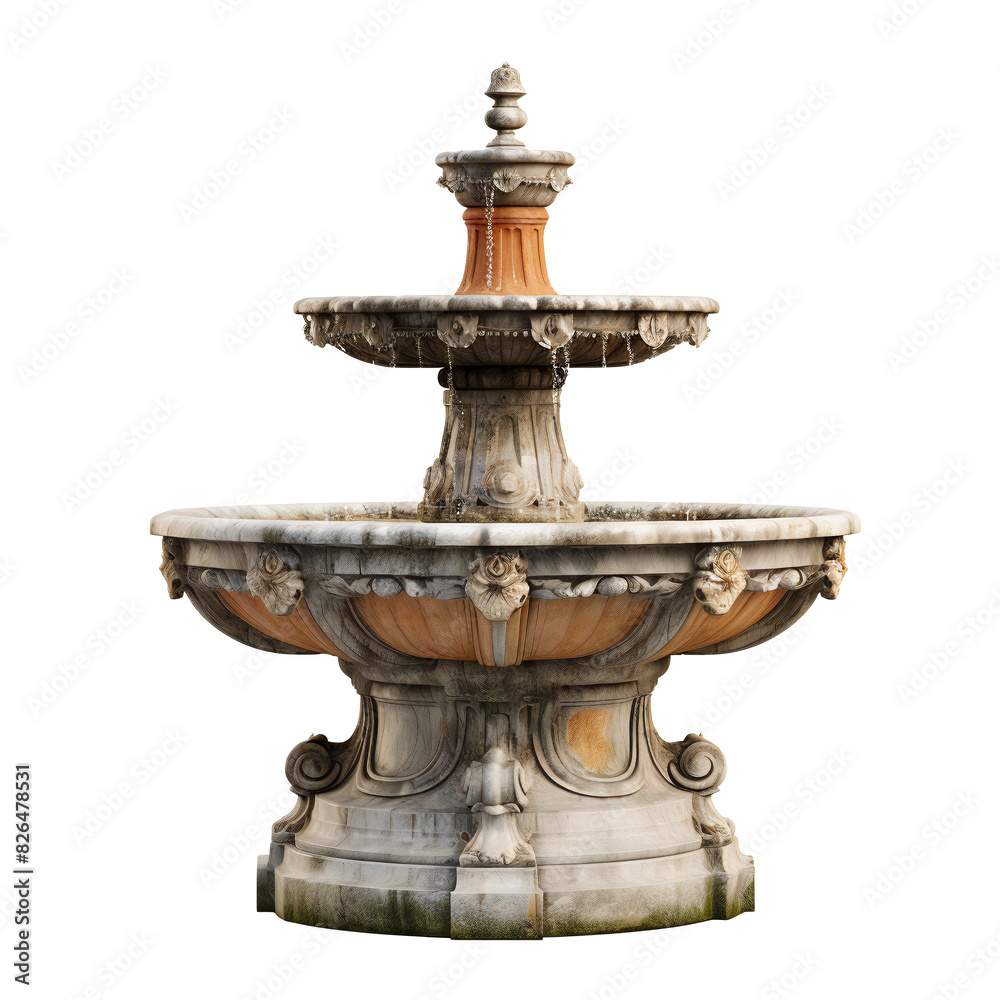 Elegant antique fountain with detailed carvings in a classical design transparent background