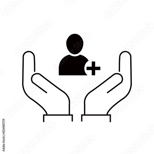 Patient icon. Health insurance. Vector icon isolated on white background