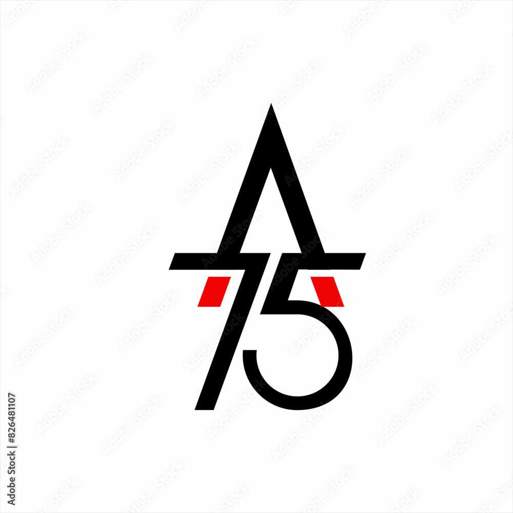 Simple abstract letter A75 logo design. Simple abstract letter A75 logo design.