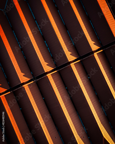 Aerial view of Melbourne Central Business District with roof texture and ceiling, Melbourne, Australia.