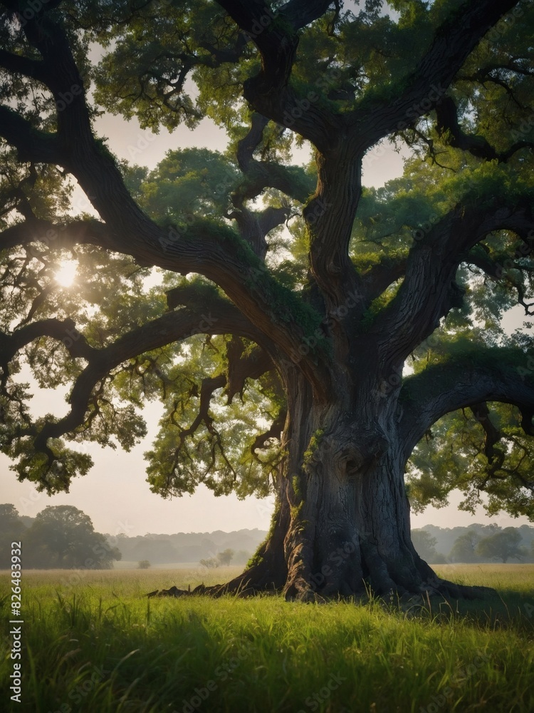 Iconic Symbol, Alone Stands the Oak, Cloaked in Summer's Verdant Splendor. Iconic Symbol, Alone Stands the Oak, Cloaked in Summer's Verdant Splendor.