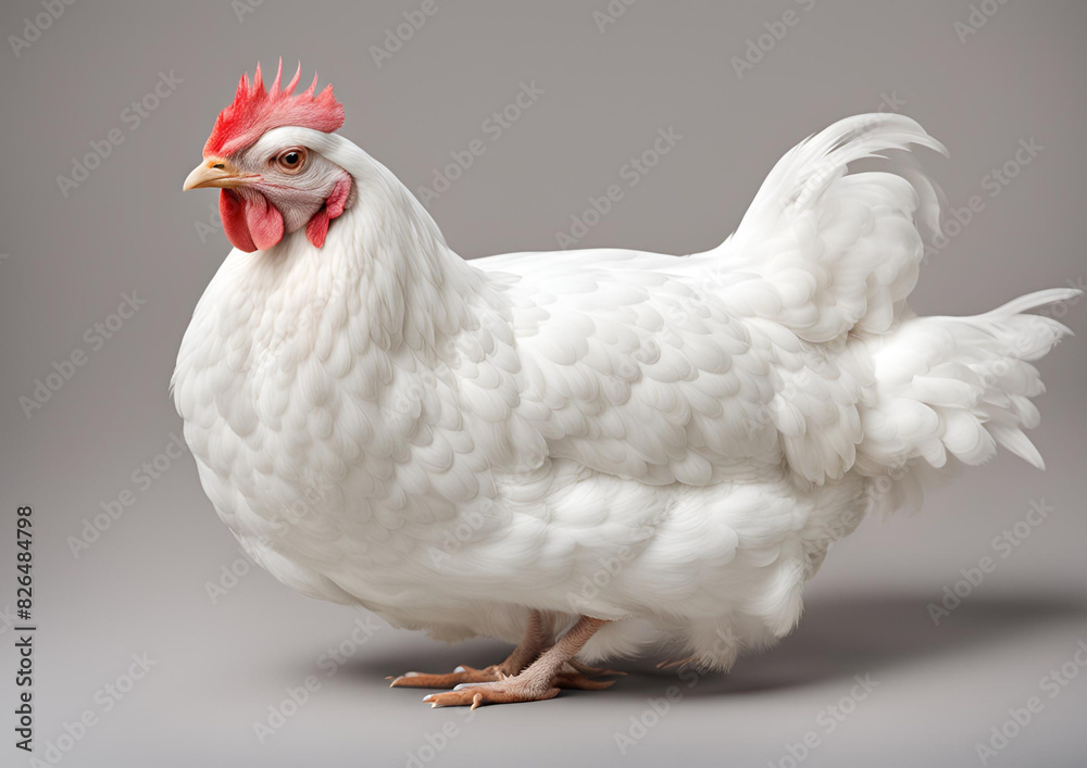 Fototapeta premium A white hen isolated.