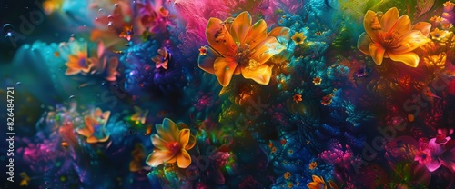 An Abstract Garden Of Love Blooming With Cosmic Colors, Abstract Background Images