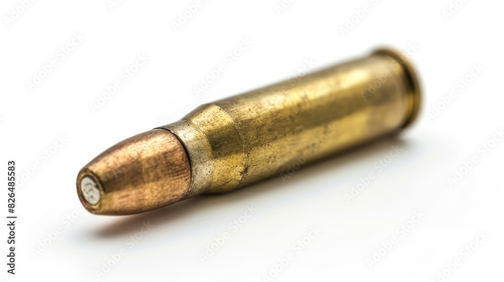 Bullet Shell. Shiny Metal Caliber Munition Isolated on White Background Bullet Shell. Shiny Metal Caliber Munition Isolated on White Background