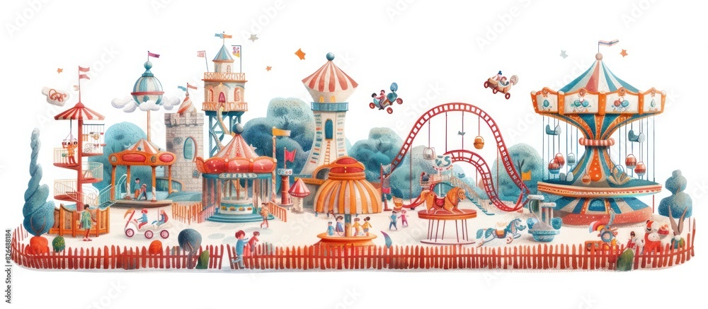 Vibrant Day at the Amusement Park Childrens Unforgettable Adventure on Roller Coasters and Carousels