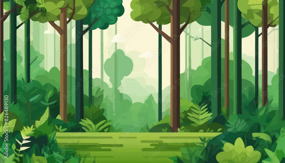 Obraz premium Tranquil Forest Landscape in Vector