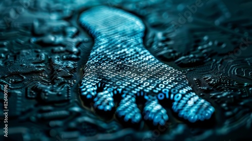 Digital footprint made of binary code, cyber security concept