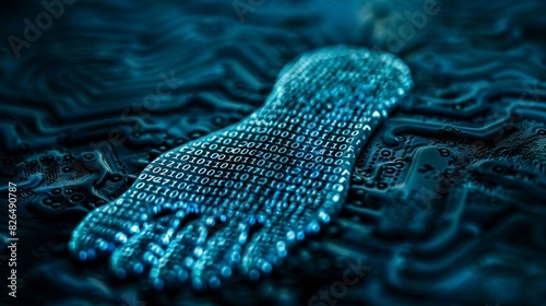 Digital footprint made of binary code, cyber security concept
