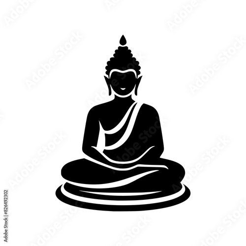 Black silhouette of a sitting buddha. vector logo of a budha.