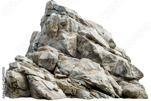 Cliff Background. Big Natural Rock Stone Isolated on White Backdrop
