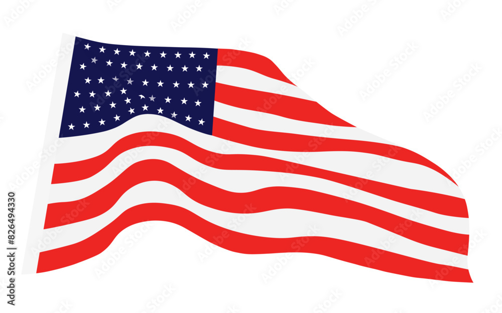 American flag blowing in the wind. Vector illustration design for decoration. American flag blowing in the wind. Vector illustration design for decoration.