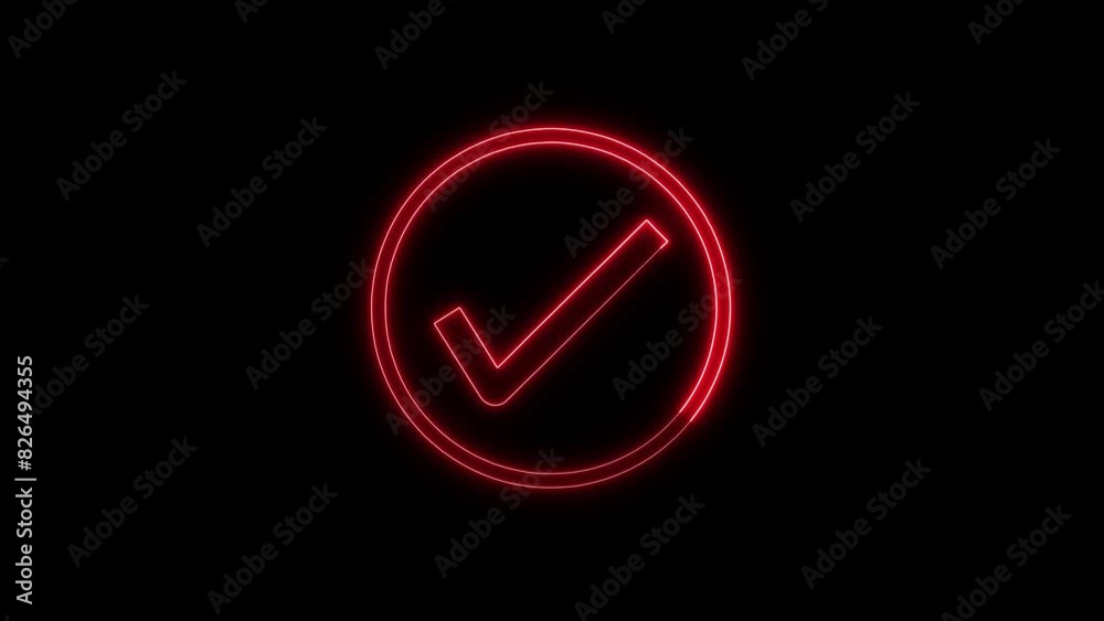 Abstract glowing neon check mark icon animation Abstract glowing neon check mark icon animation