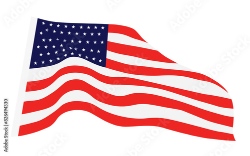 American flag blowing in the wind. Vector illustration design for decoration.