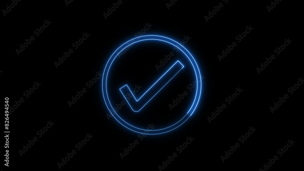 Abstract glowing neon check mark icon animation Abstract glowing neon check mark icon animation
