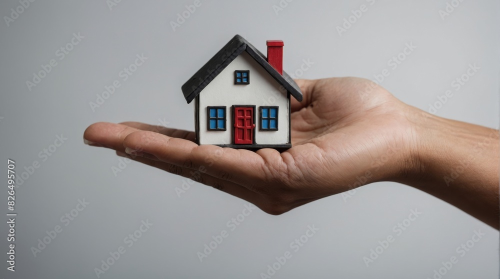 Hand Holding a Miniature Dream House: Real Estate Investment Concept Hand Holding a Miniature Dream House: Real Estate Investment Concept