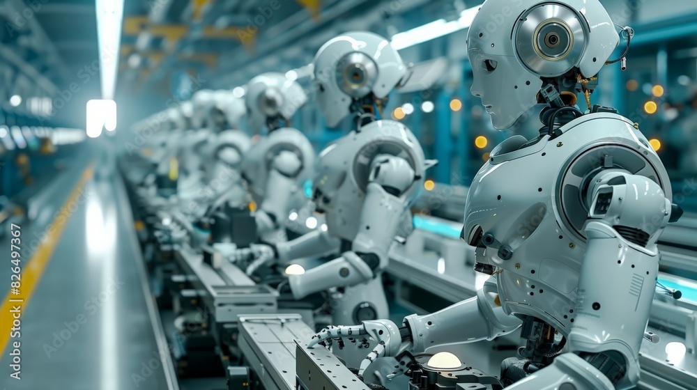 AI and Robotics: Depict a tech lab with advanced robots and AI systems working alongside humans, emphasizing innovation and the future of technology. AI and Robotics: Depict a tech lab with advanced robots and AI systems working alongside humans, emphasizing innovation and the future of technology.