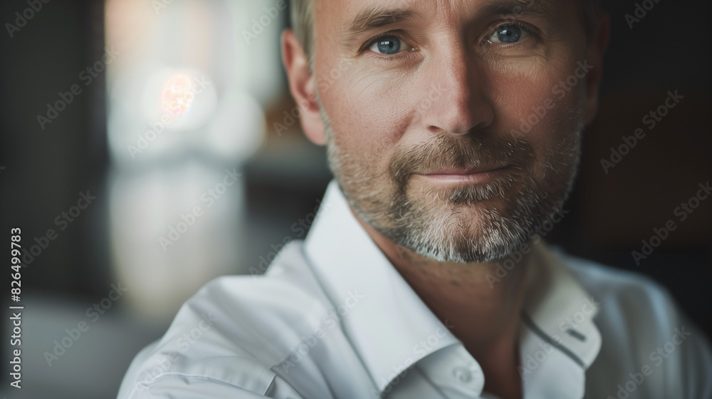 Man. Face portrait in white shirt Man. Face portrait in white shirt
