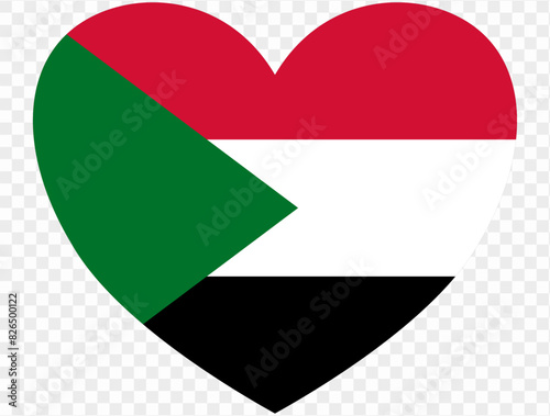 Free Download Sudan flag in heart shape isolated  on  transparent  background. vector illustration  - GFXLoad