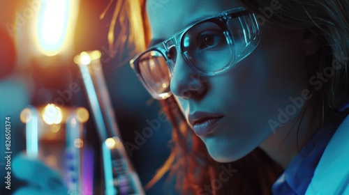 Innovative Female Scientist Conducting Experiments in High-Tech Laboratory