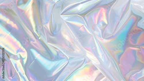 Rainbow abstract smooth holographic background with pearlescent gradient, texture with foil metallic effect in pastel colors
