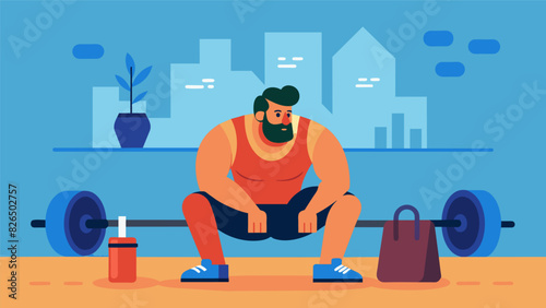 In between sets the lifter can pause and take a breather admiring the virtual scenery and reflecting on their progress.. Vector illustration