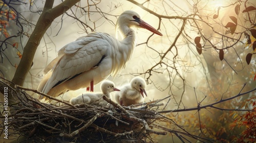 Stork s Babies in the Nest photo