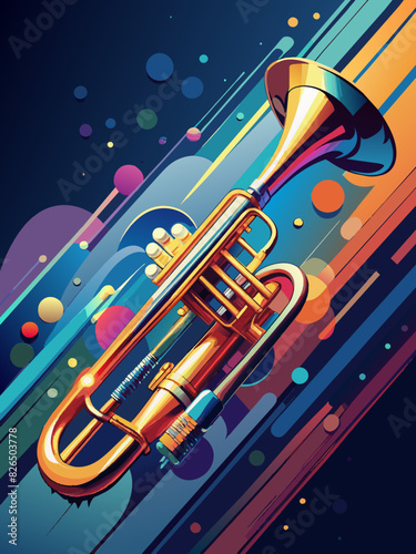 Vibrant Trumpet on Abstract Cosmic Background