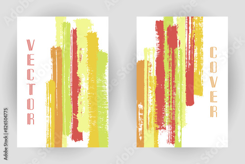 Couple of cover pages with vertical paintbrush stripes pattern.
