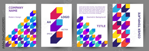 Scientific publication front page layout collection graphic design. Minimalist style abstract