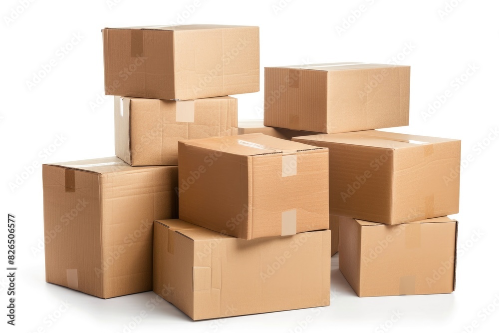 Cardboard Boxes. Stack of Brown Cardboard Boxes Isolated on White Background with Clipping Path Cardboard Boxes. Stack of Brown Cardboard Boxes Isolated on White Background with Clipping Path