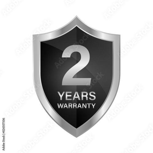 2 Years Warranty. Warranty Sign. Vector Illustration Isolated on White Background. 