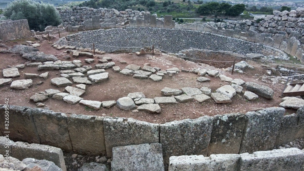 Greece 05,25,24 Archaeological site of ancient citadel of Mycenae , north-eastern Peloponnese, Greece - Greek settlement of the 12th century BC. e. with the ruins of the acropolis Agamennone